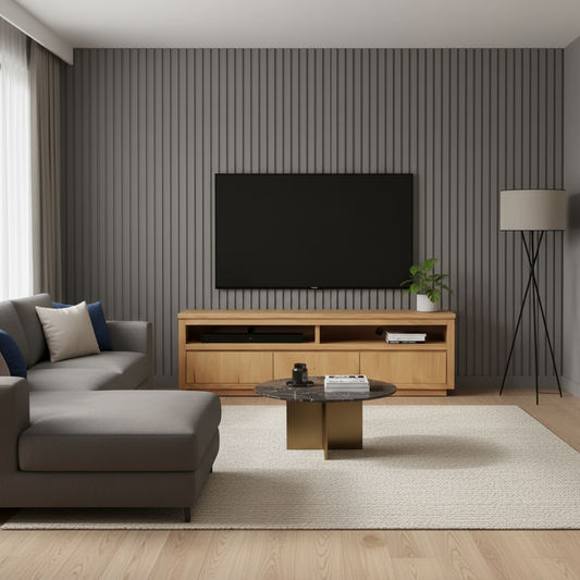 VALANCE MESSMATE TV UNIT 3 DRAWERS IN CLEAR LACQUER - MyChocolateWood