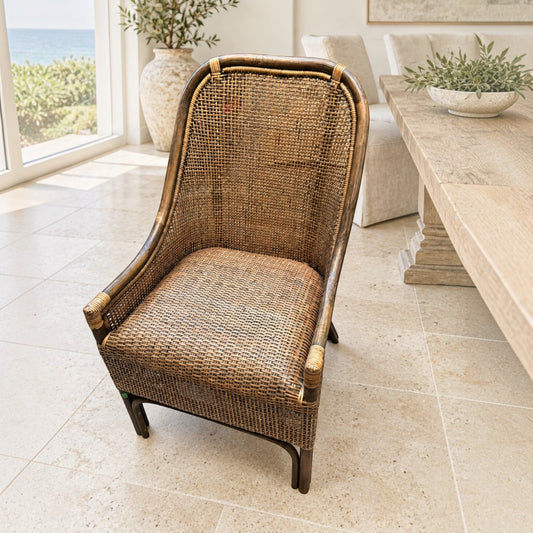 Malibu Hamptons Rattan Dining Chair in Mango Teak - Chocolate Wood