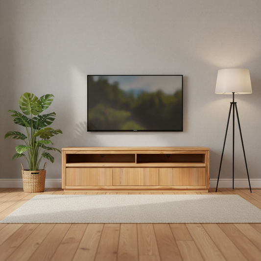 VALANCE TASSIE OAK 3 DRAWERS TV UNIT IN NATURAL - MyChocolateWood