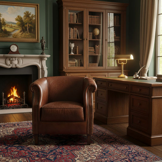ECLIPSE AGED LEATHER TUB CHAIR - MyChocolateWood