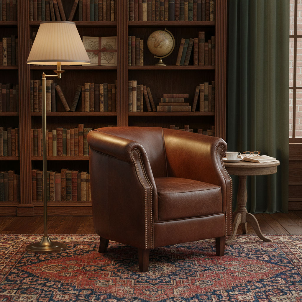 ECLIPSE AGED LEATHER TUB CHAIR - MyChocolateWood