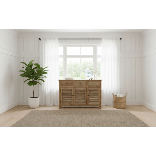 PALM BEACH BUFFET/SIDEBOARD 3 DOORS 3 DRAWERS LOUVRE STYLE SOLID OAK - MyChocolateWood