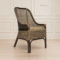 Malibu Hamptons Rattan Dining Chair in Black Shadow, view 5 - Chocolate Wood