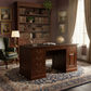 DAKOTA SOLID MAHOGANY TIMBER WRITING DESK WITH LEATHERETTE TOP - MAHOGANY 160CM - MyChocolateWood