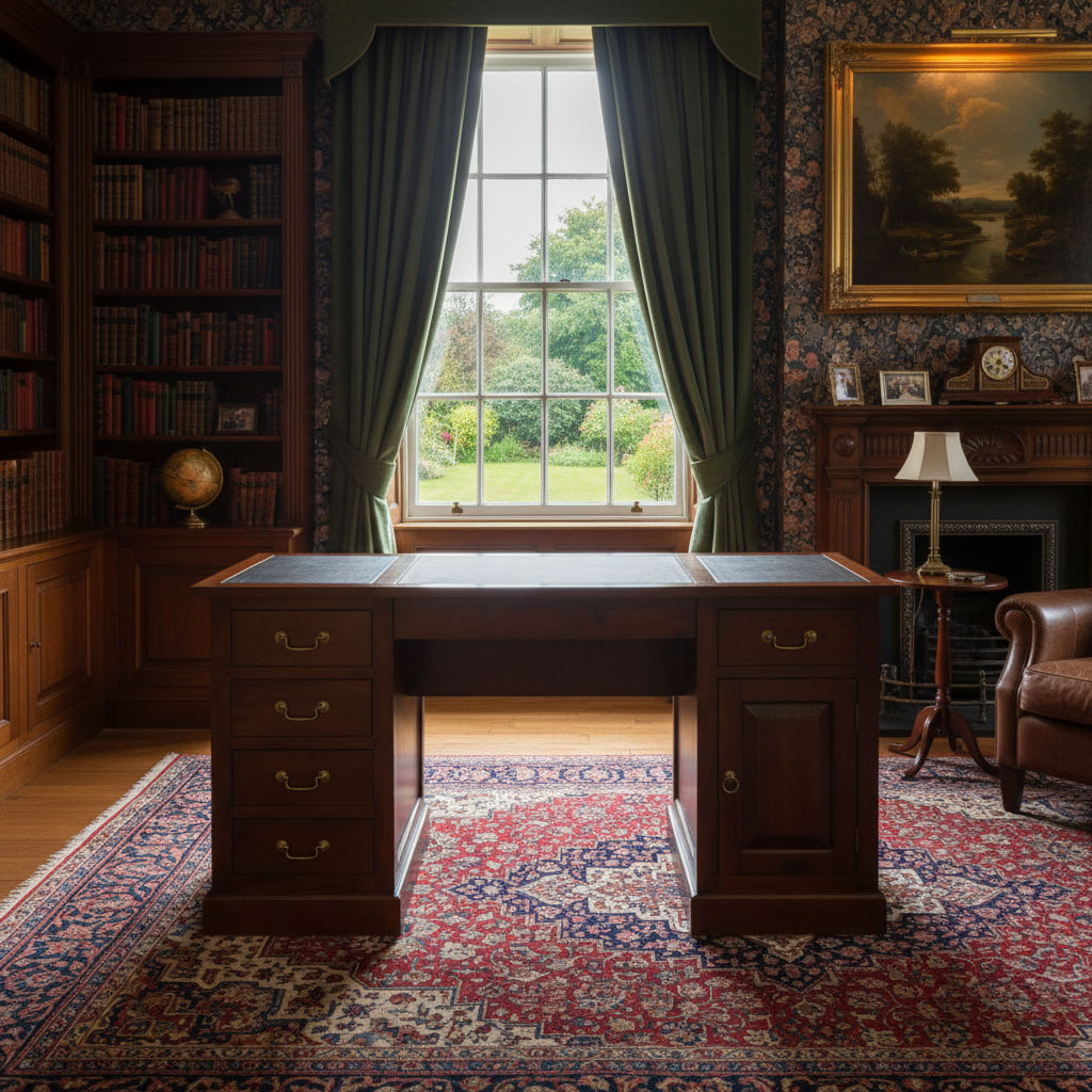 DAKOTA SOLID MAHOGANY TIMBER WRITING DESK WITH LEATHERETTE TOP - MAHOGANY 160CM - MyChocolateWood