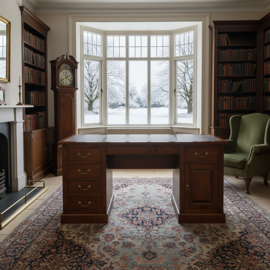 DAKOTA SOLID MAHOGANY TIMBER WRITING DESK WITH LEATHERETTE TOP - MAHOGANY 160CM - MyChocolateWood