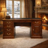 DAKOTA SOLID MAHOGANY TIMBER WRITING DESK WITH LEATHERETTE TOP - MAHOGANY 160CM - MyChocolateWood