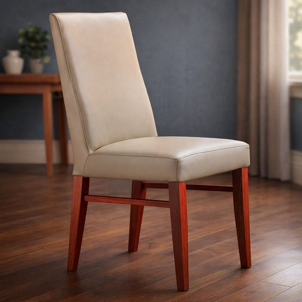 Teri Top Grain Leather Dining Chair in Light Mocha with Blackwood legs
