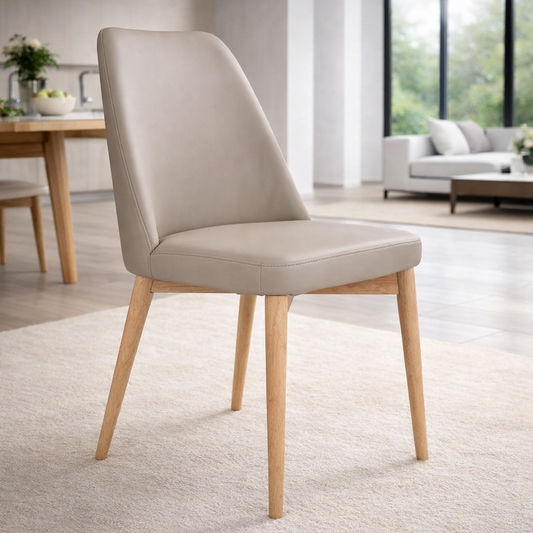 GLADIS TOP GRAIN LEATHER DINING CHAIR IN MOCHA - MyChocolateWood