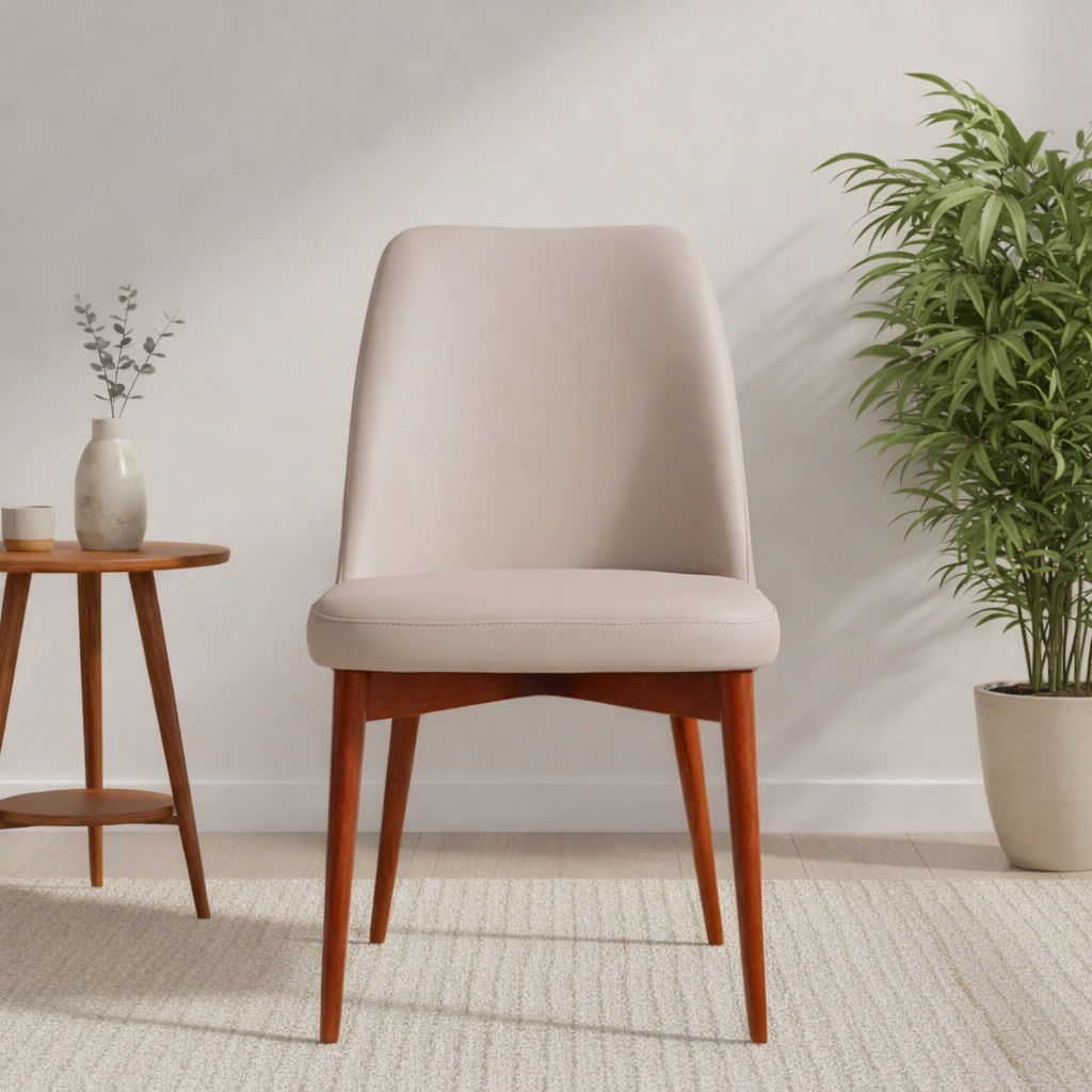 Gladis Top Grain Leather Dining Chair in Mocha with Blackwood Legs - Chocolate Wood
