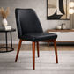Gladis Top Grain Leather Dining Chair in Black with Blackwood Legs - Chocolate Wood