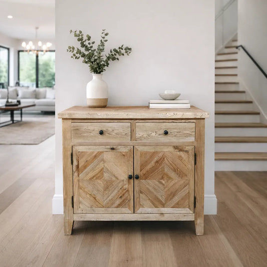 DUTCHY FRENCH PROVINCIAL STYLE BUFFET/SIDEBOARD 2 DOORS & 2 DRAWERS WITH PARQUETRY PATTERN 90 CMS - MyChocolateWood