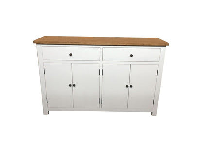 LUCIA HAMPTONS SIDEBOARD BUFFET OAK TOP/WHITE BASE 2-DOOR 4-DRAWER 140 CM - MyChocolateWood