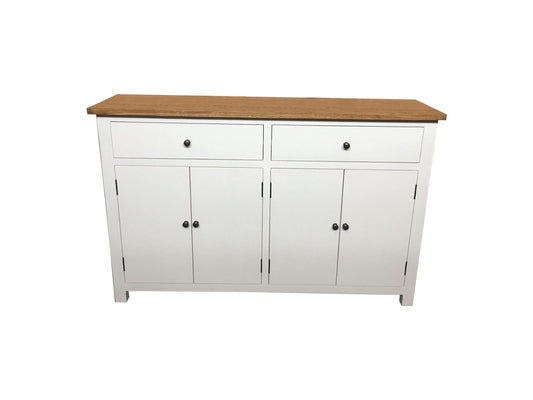 LUCIA HAMPTONS SIDEBOARD BUFFET OAK TOP/WHITE BASE 2-DOOR 4-DRAWER 140 CM - MyChocolateWood