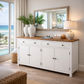 Lucia Hamptons Buffet / Sideboard 180cm with Oak Top & White Base - Chocolate Wood