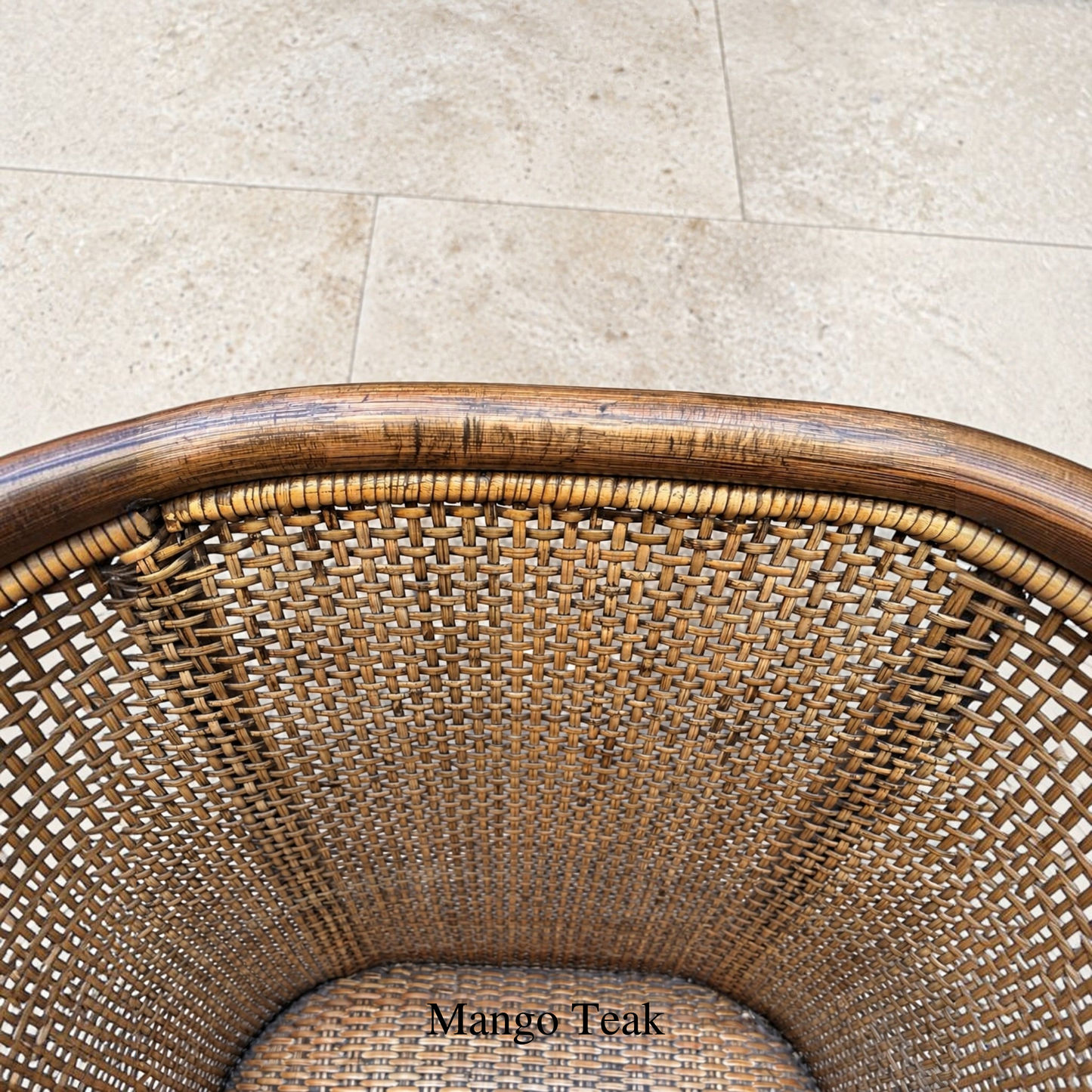 Malibu Hamptons Rattan Dining Chair in Mango Teak, view 8 - Chocolate Wood