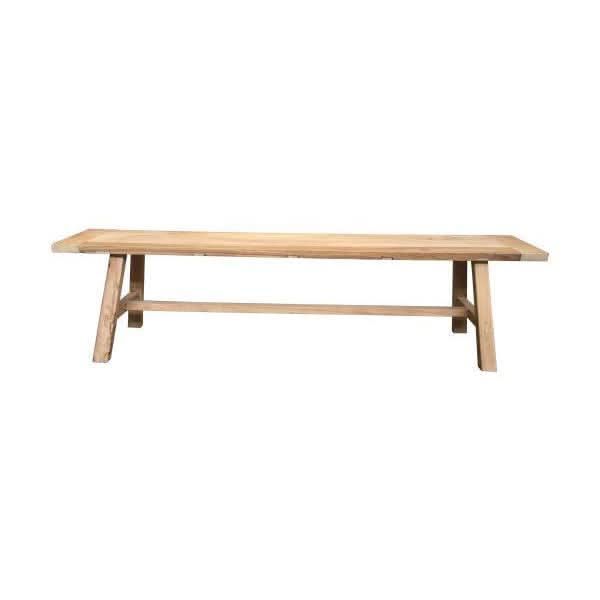 VALENCIA FARMHOUSE RUSTIC BENCH IN RECYCLED ELM WITH BREAD BOARD ENDS 180CM - MyChocolateWood
