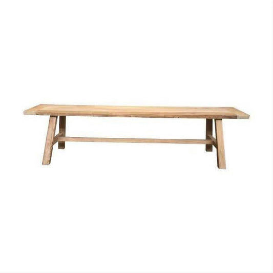 VALENCIA FARMHOUSE RUSTIC BENCH IN RECYCLED ELM WITH BREAD BOARD ENDS 180CM