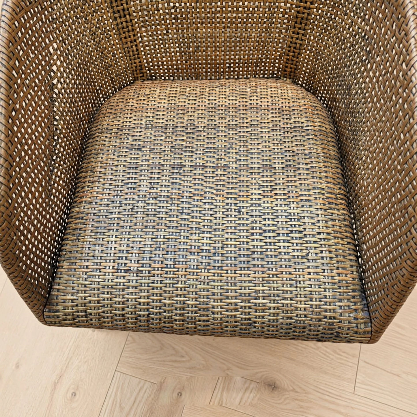 Malibu Hamptons Rattan Dining Chair in Mango Teak, view 11 - Chocolate Wood