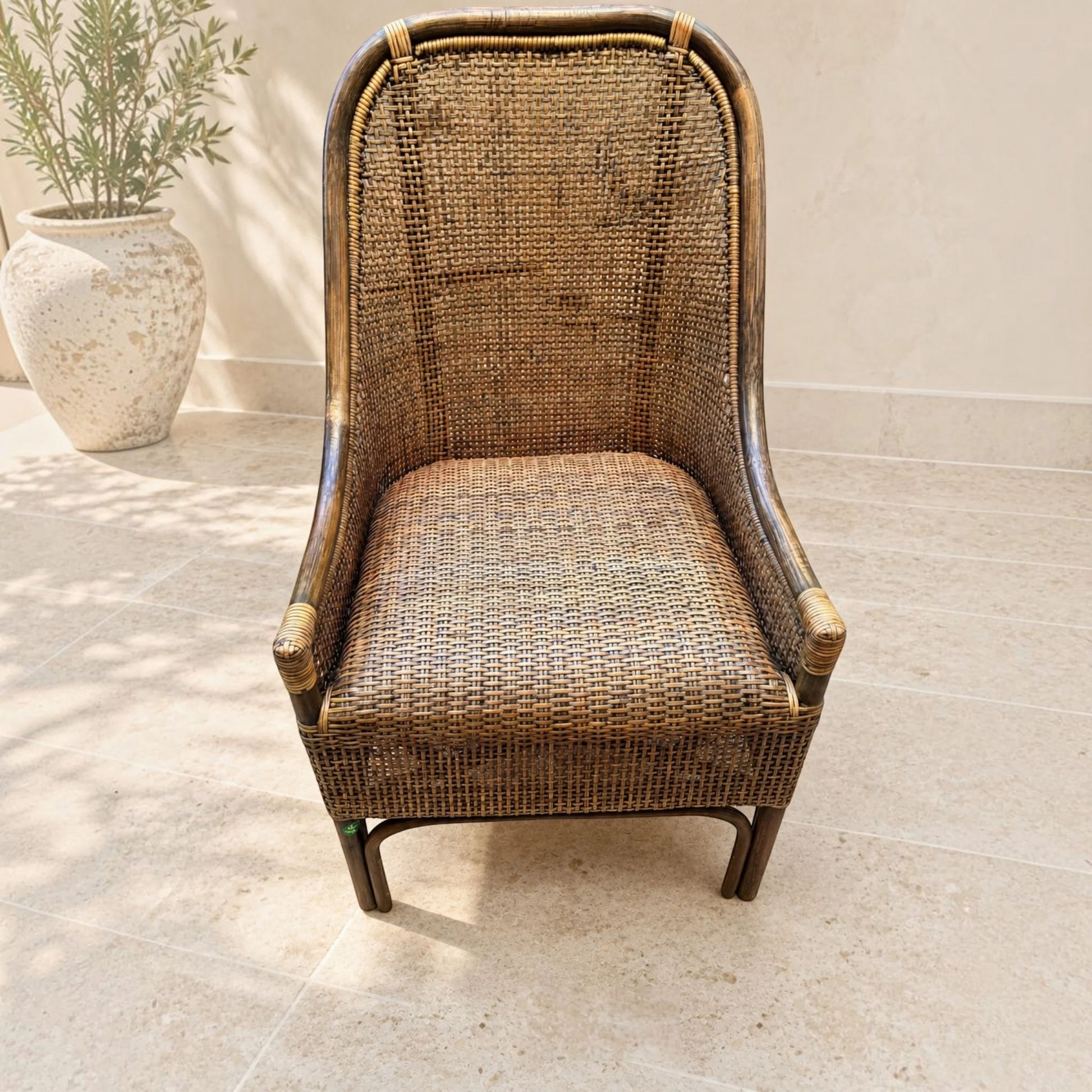 Malibu Hamptons Rattan Dining Chair in Mango Teak - Chocolate Wood