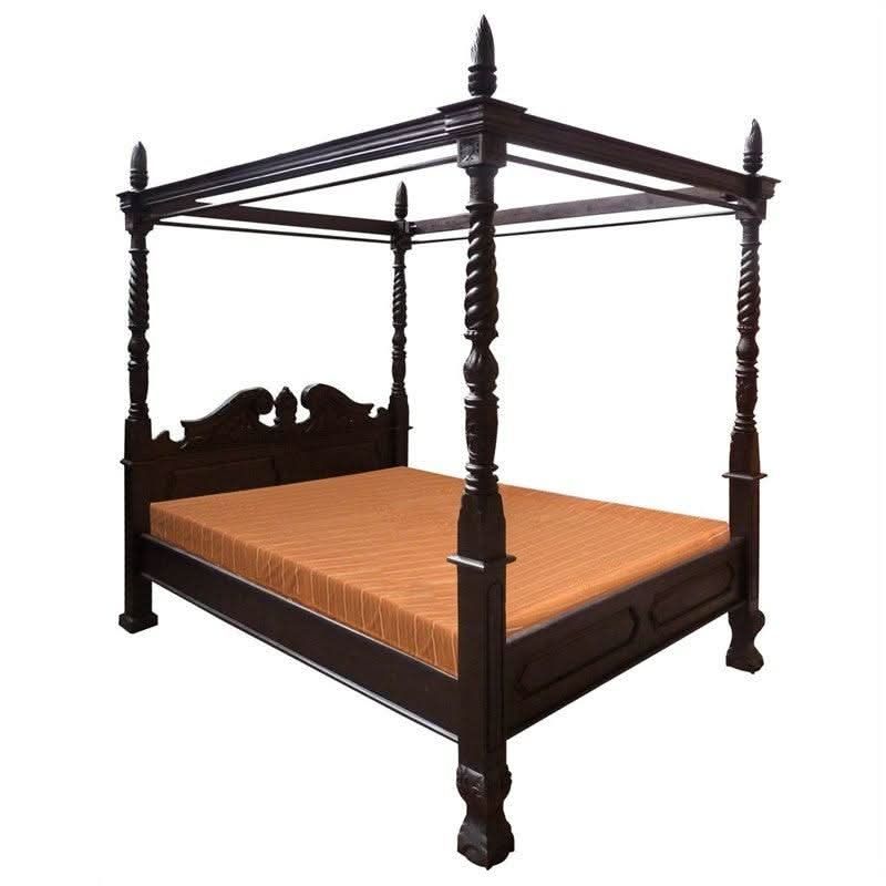 ORLIA SOLID MAHOGANY TIMBER KING SIZE 4 POSTER BED IN CHOCOLATE - MyChocolateWood