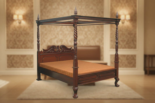 ORLIA SOLID MAHOGANY TIMBER KING SIZE 4 POSTER BED IN MAHOGANY - MyChocolateWood