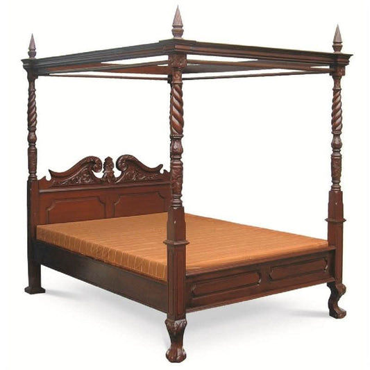 ORLIA SOLID MAHOGANY TIMBER QUEEN SIZE 4 POSTER BED IN MAHOGANY - MyChocolateWood