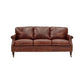 BUCKINGHAM AGED LEATHER 3 SEATER SOFA WITH BRASS STUD DETAILING - MyChocolateWood