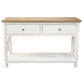 CHRISTA HAMPTON SOLID ACACIA 2-DRAWER CONSOLE TABLE HALL TABLE LIGHT OAK/WHITE - MyChocolateWood