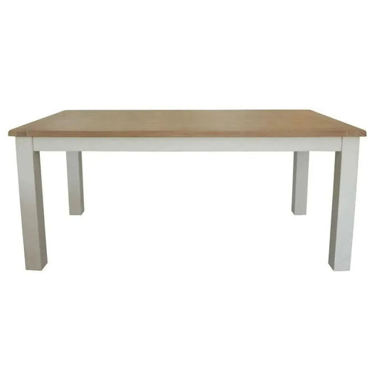 CHRISTA HAMPTON SOLID ACACIA DINING TABLE 210CM LIGHT OAK TOP WHITE BASE - MyChocolateWood