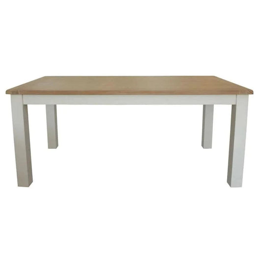 CHRISTA HAMPTON SOLID ACACIA DINING TABLE 210CM LIGHT OAK TOP WHITE BASE - MyChocolateWood