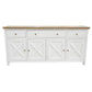 CHRISTA HAMPTON SOLID ACACIA 4-DOOR 3 DRAWER BUFFET SIDEBOARD LIGHT OAK TOP/  WHITE BASE - MyChocolateWood