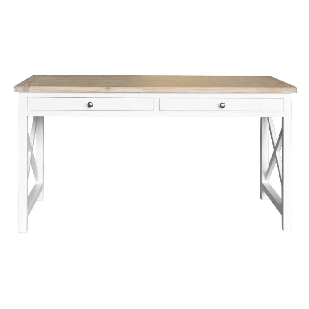 CHRISTA HAMPTON SOLID ACACIA 2-DOOR DESK  LIGHT OAK TOP/WHITE BASE - MyChocolateWood