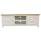 CHRISTA HAMPTON SOLID ACACIA 2-DOOR 2 NICHE TV UNIT LIGHT OAK TOP/WHITE BASE - MyChocolateWood