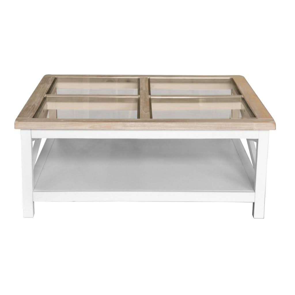 CHRISTA HAMPTON SOLID ACACIA SQUARE COFFEE TABLE LIGHT OAK/WHITE - MyChocolateWood
