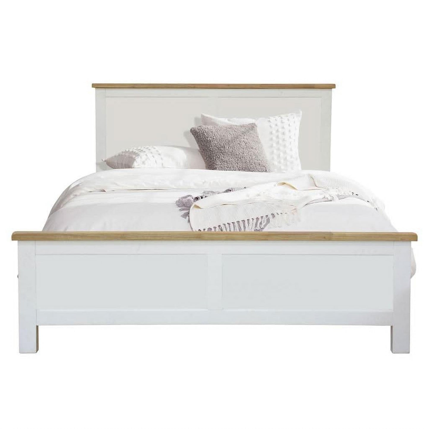 Christa Hampton Solid Acacia Bed in Light Oak & White - Chocolate Wood
