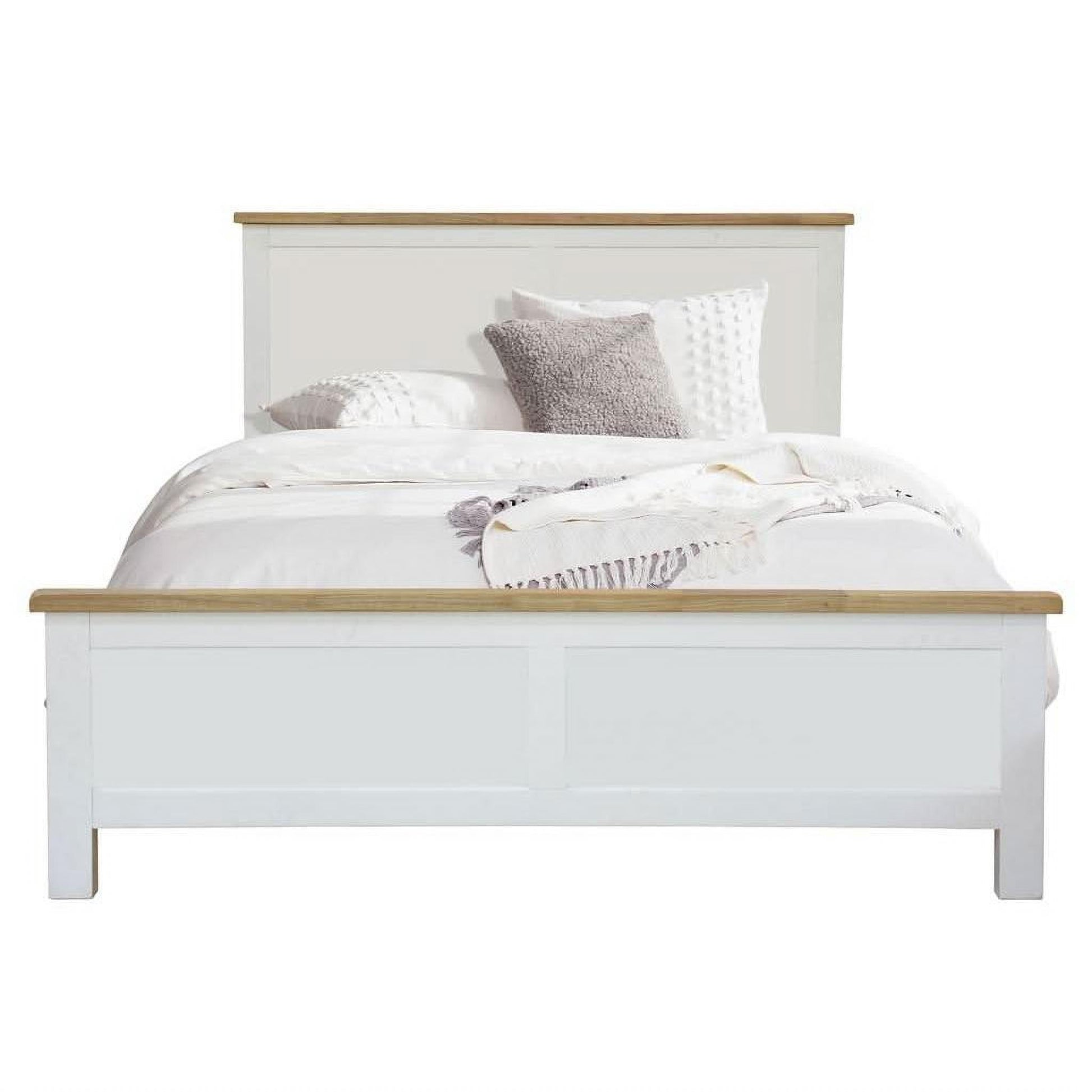 Christa Hampton Solid Acacia Bed in Light Oak & White - Chocolate Wood