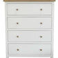 CHRISTA HAMPTON SOLID ACACIA 4 DRAWER TALLBOY CHEST OF 4 DRAWERS LIGHT OAK TOP WHITE BASE - MyChocolateWood