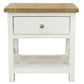 CHRISTA HAMPTON SOLID ACACIA 1 DRAWER BEDSIDE TABLE LIGHT OAK TOP WHITE BASE - MyChocolateWood