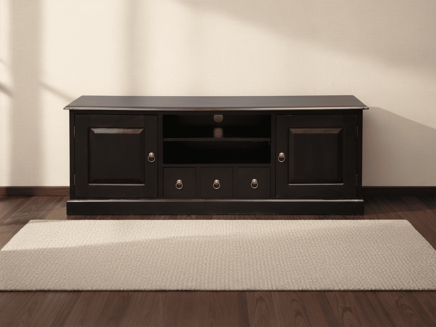 TASMANIA MAHOGANY TIMBER TV UNIT/ENTERTAINMENT UNIT 2 DOORS & 3 CD DRAWERS CHOCOLA 160CMTE - MyChocolateWood