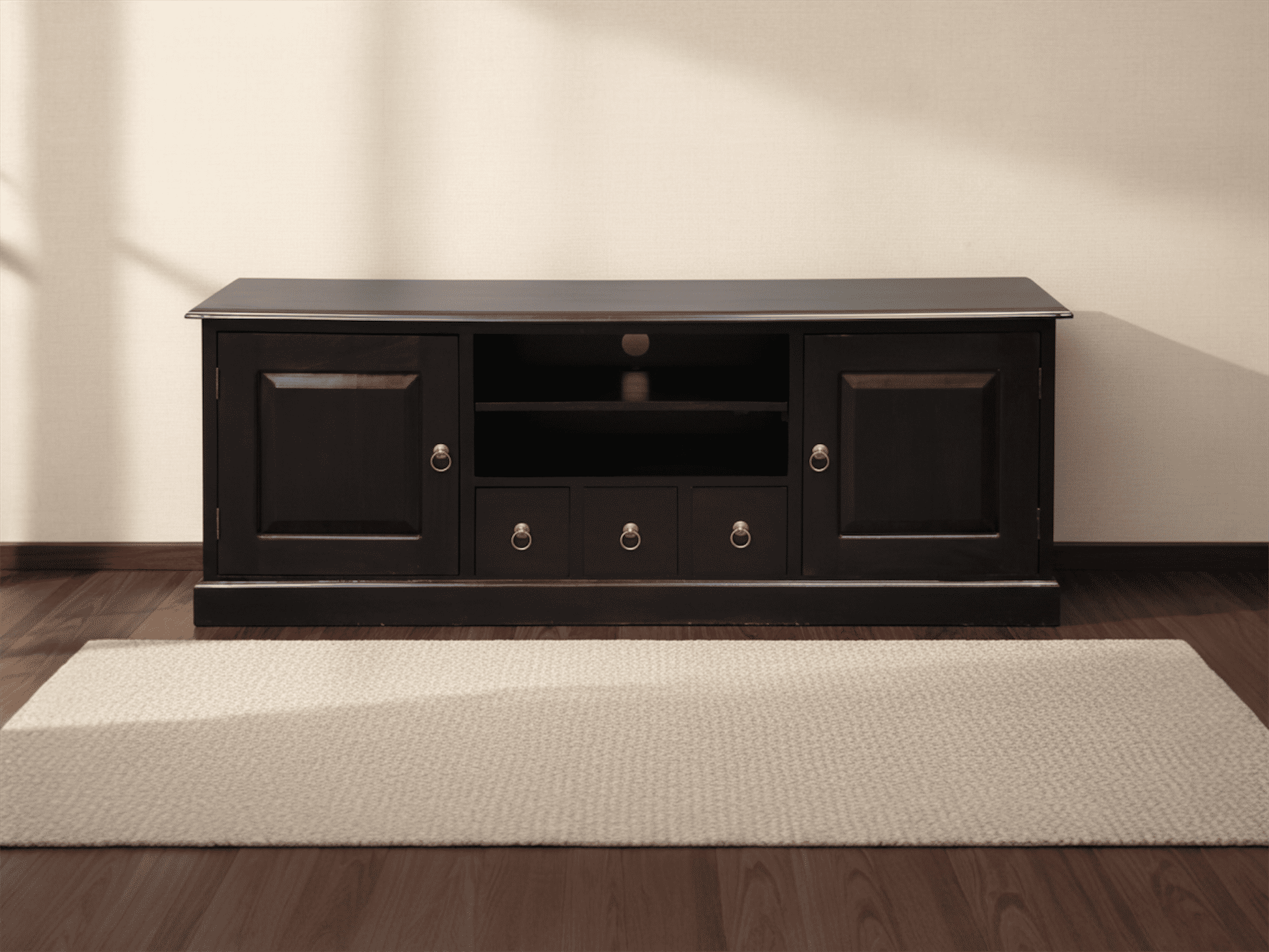 TASMANIA MAHOGANY TIMBER TV UNIT/ENTERTAINMENT UNIT 2 DOORS & 3 CD DRAWERS CHOCOLA 160CMTE - MyChocolateWood