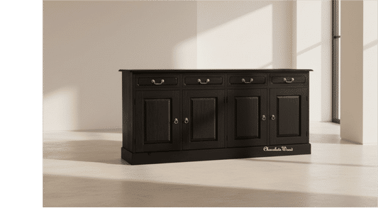 TASMANIA SOLID MAHOGANY BUFFET SIDEBOARD 4 DOORS AND 4 DRAWERS IN CHOCOLATE - MyChocolateWood