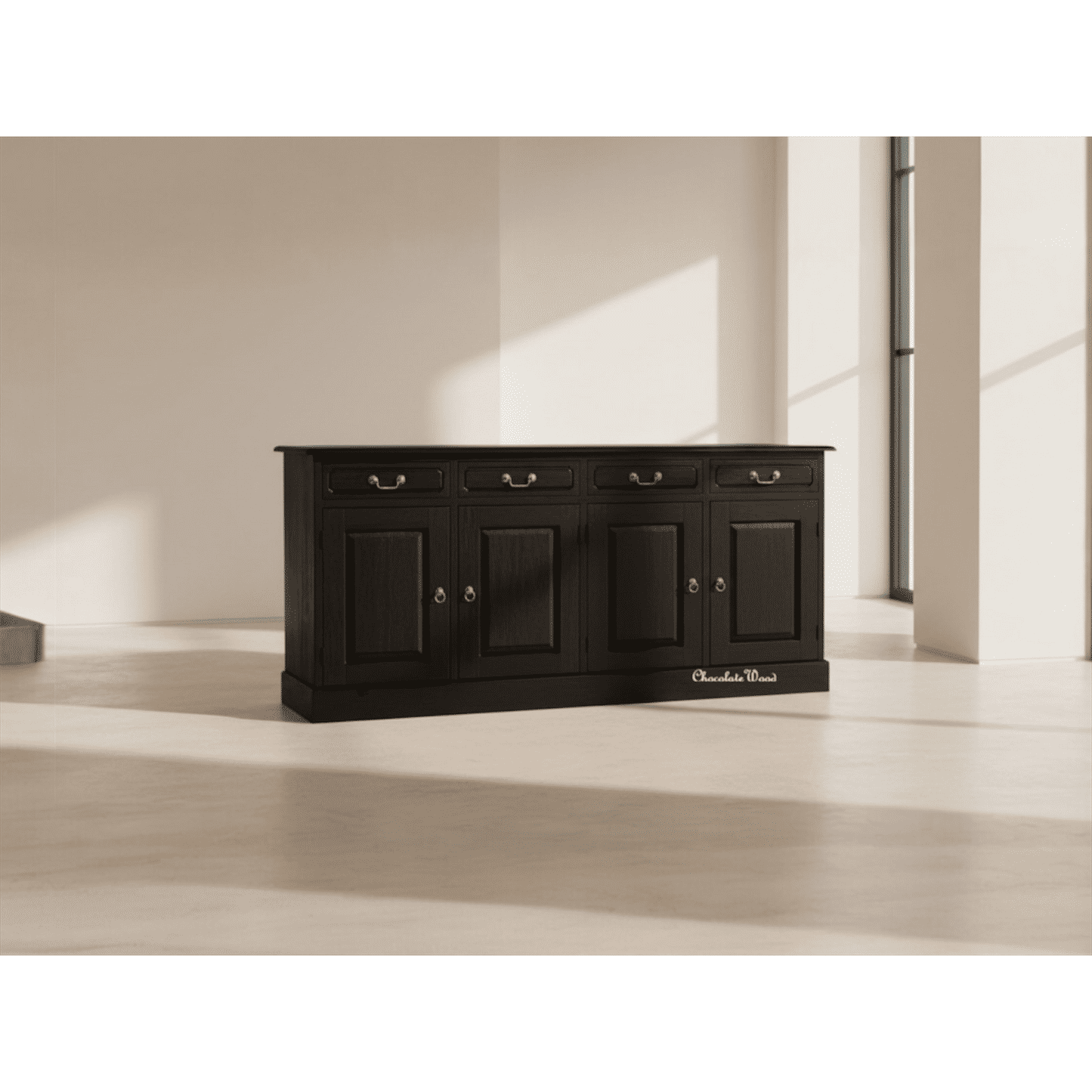 Tasmania Solid Mahogany 4 Door 4 Drawer Buffet / Sideboard in Chocolate - Chocolate Wood