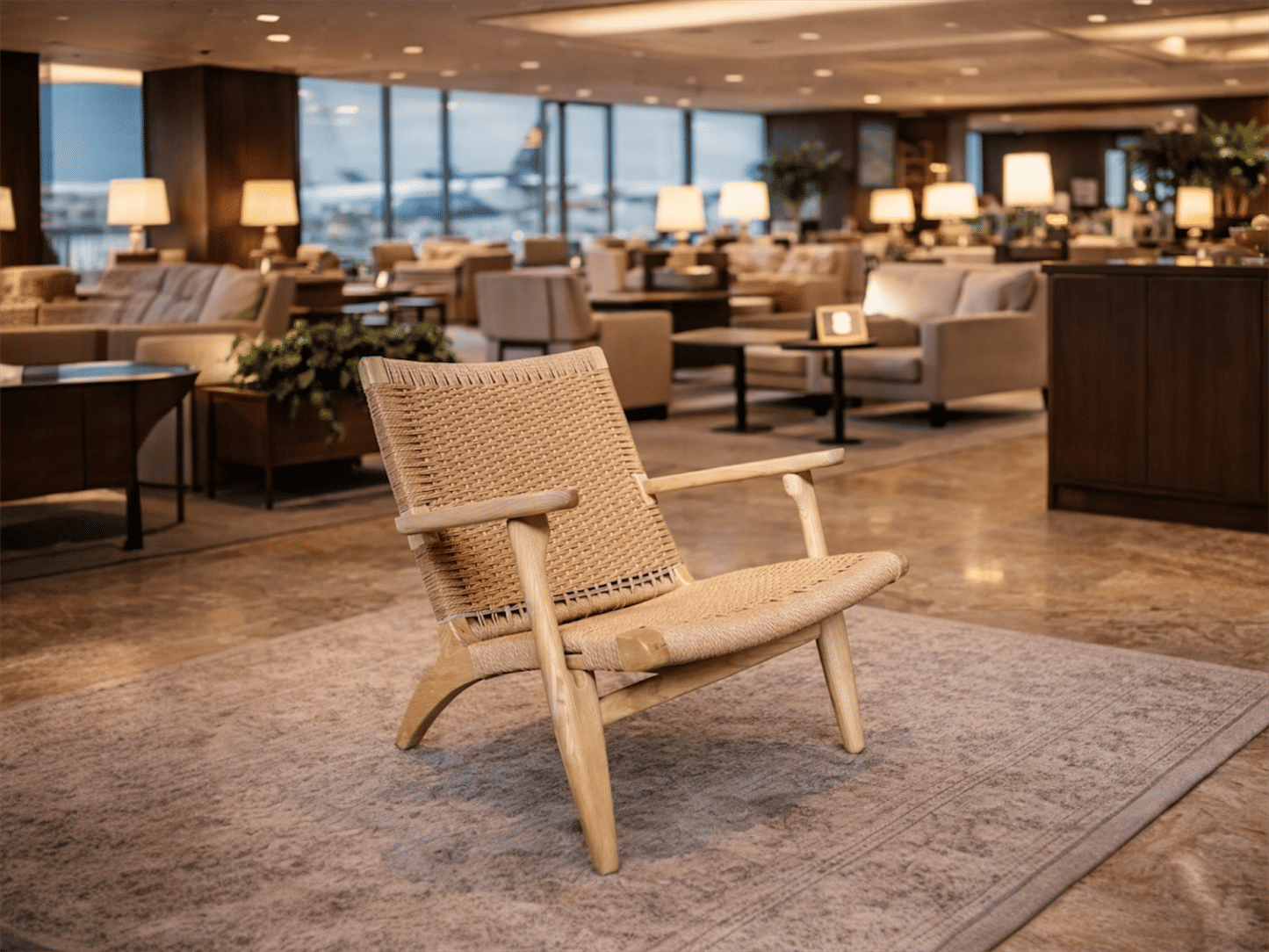 PLANTATION COLONIAL ELMWOOD CHAIR/ARMCHAIR/LOUNGE CHAIR IN NATURAL/JUTE - MyChocolateWood