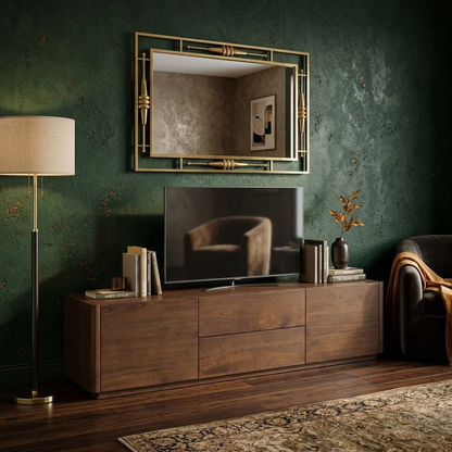 Gatsby Solid Mindi Timber 2-Door 2-Drawer TV Unit 190cm in Walnut - Chocolate Wood