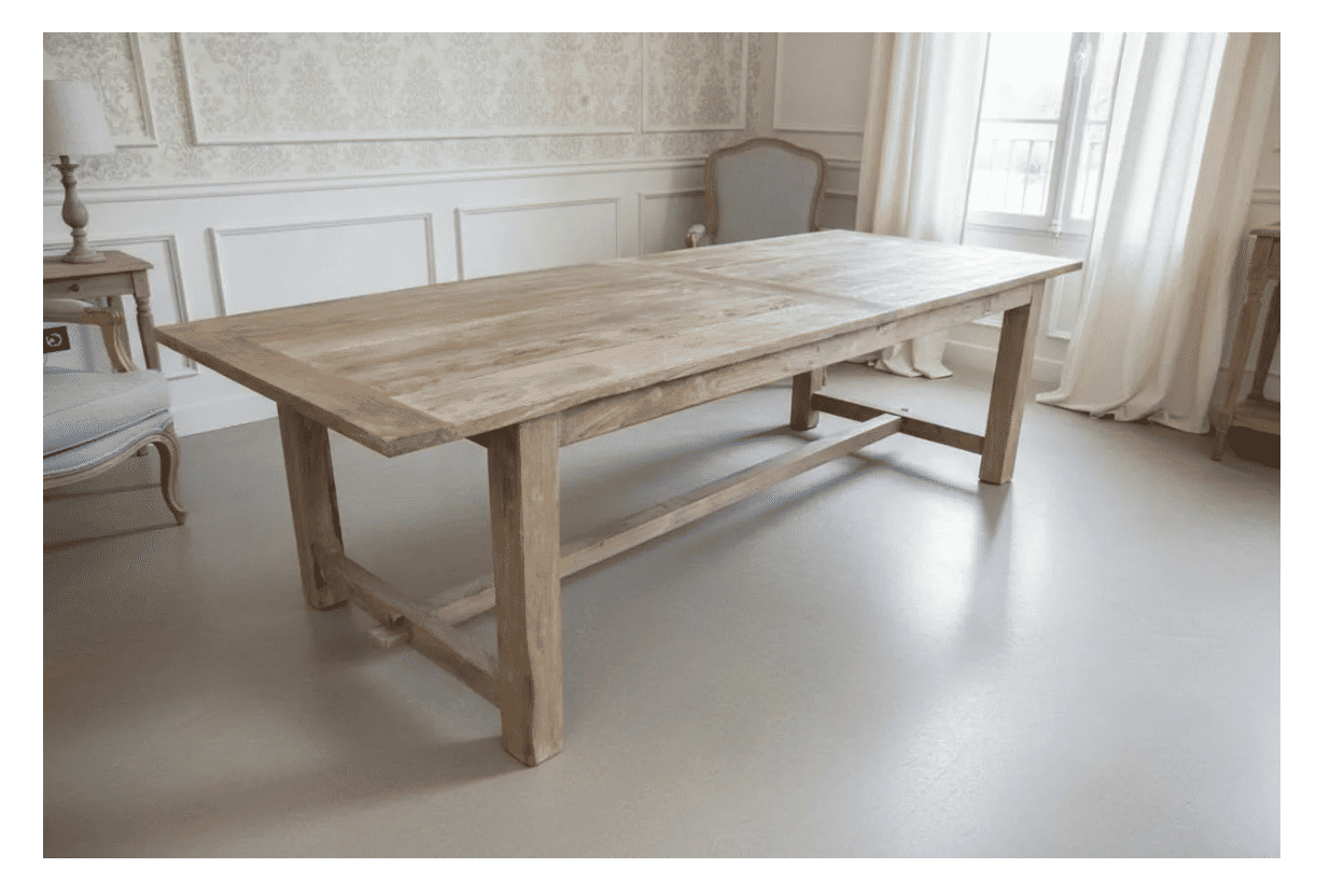 Valencia Recycled Elm Farmhouse Dining Table 240cm styled