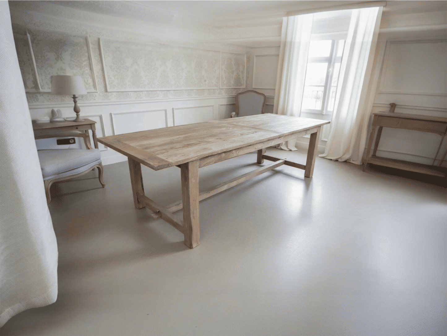VALENCIA RECYCLED ELM FARMHOUSE DINING TABLE 240CM NATURAL WITH RAW FINISH - MyChocolateWood
