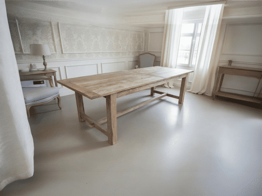 VALENCIA RECYCLED ELM FARMHOUSE DINING TABLE 240CM NATURAL WITH RAW FINISH - MyChocolateWood