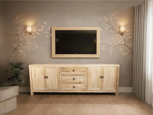 SHULI CHINESE ANTIQUE REPRODUCTION TALL 4 DOOR 3 DRAWER ENTERTAINMENT UNIT IN RECLAIMED ELM - MyChocolateWood
