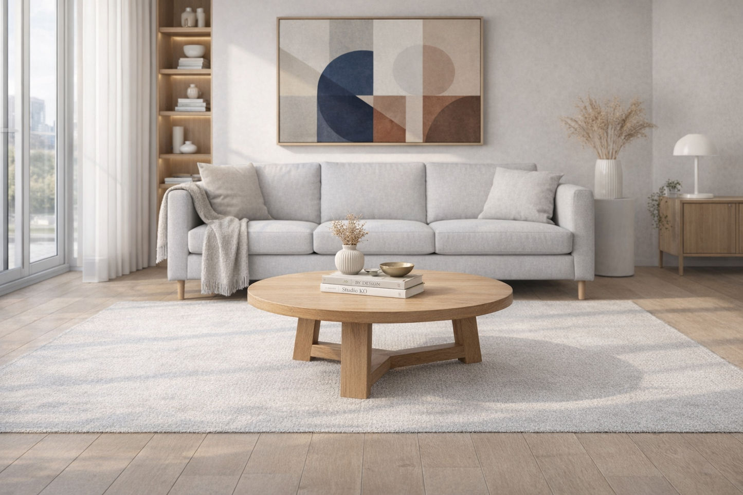 TANSY ROUND COFFEE TABLE 120CM DIA. - SOLID VICTORIAN ASH - MyChocolateWood